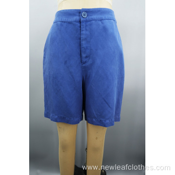 New Women Casual High Waist Solid Button Shorts